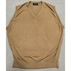 Par Four Golf‎ Sweater Vest Mens XL Tan Soft Acrylic Preppy V Neck Knit